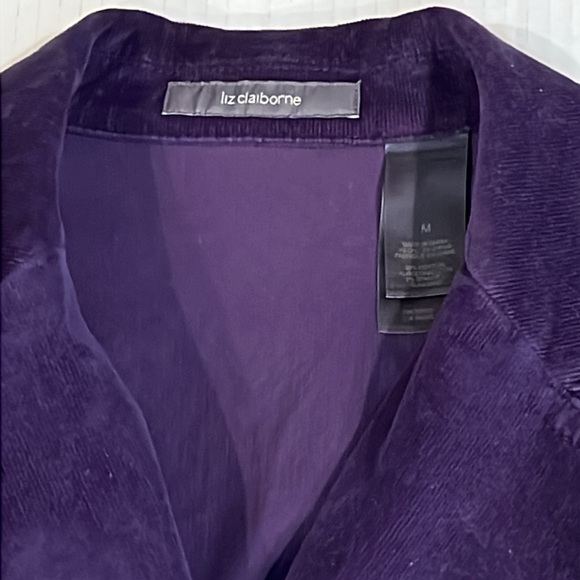 Liz Claiborne Womans Purple Corduroy Cotton Blend Blazer Jacket Size Medium - Picture 3 of 8